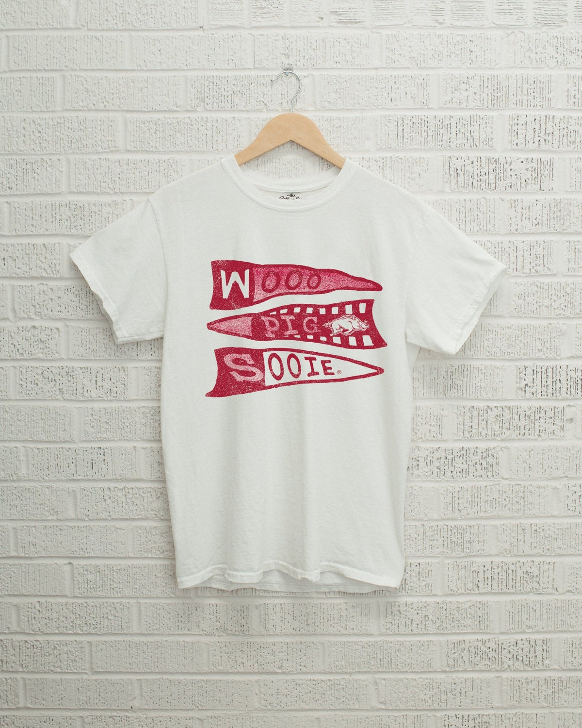 Arkansas Razorbacks Pennant White Tee - shoplivylu