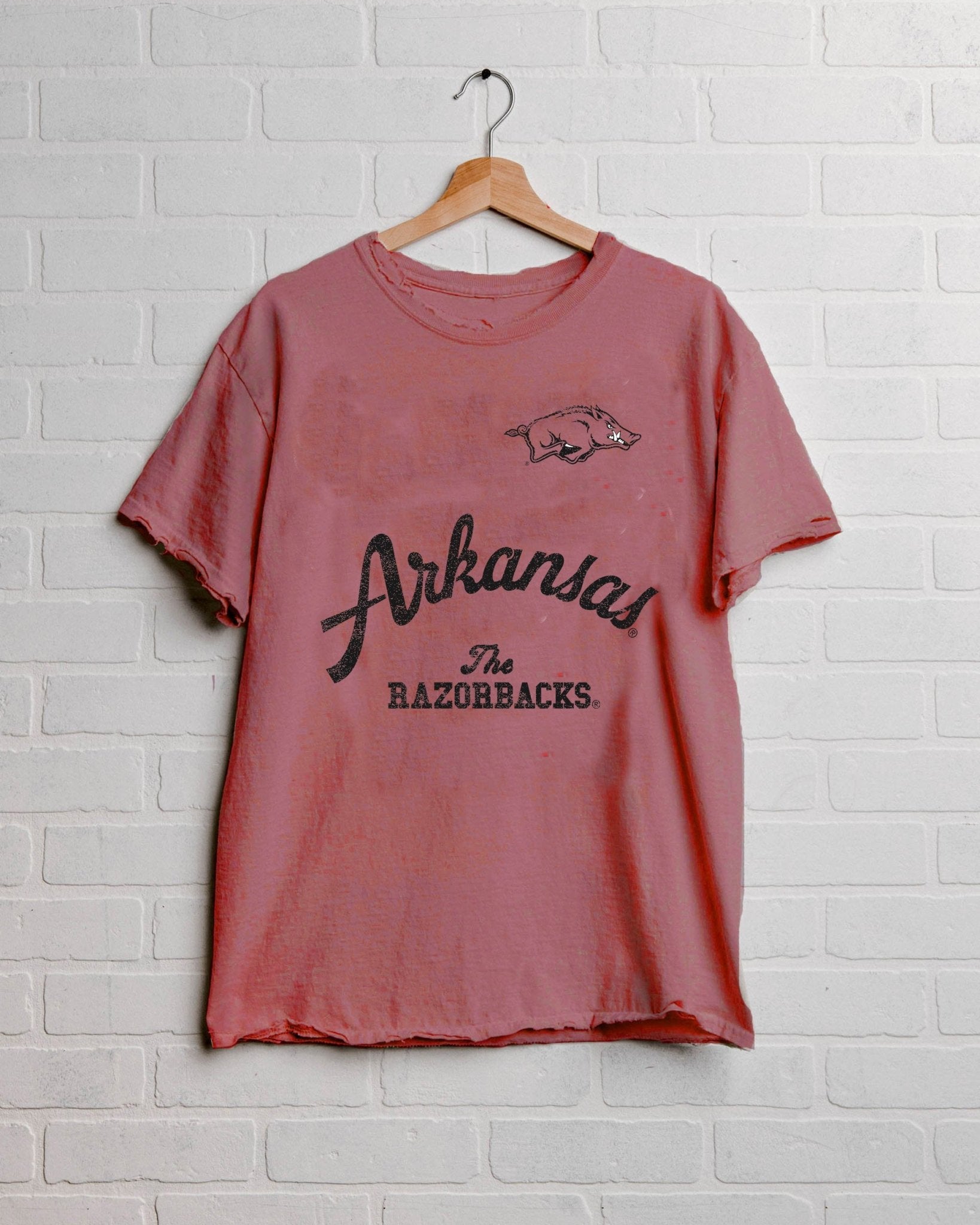 Arkansas Razorbacks Quality Red Thrifted Tee - shoplivylu