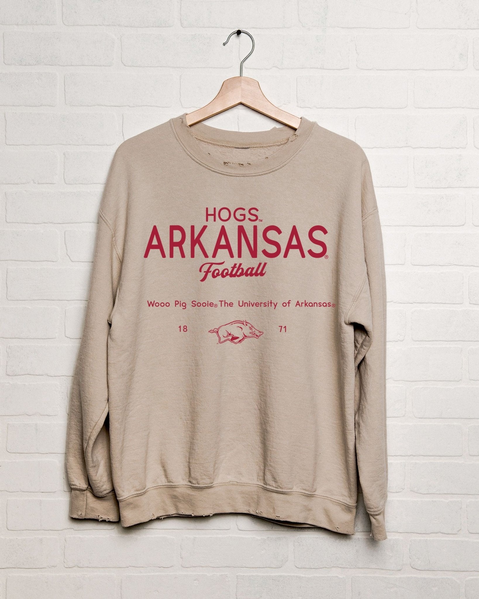 Arkansas Razorbacks Shot Off Sand Thrifted Sweatshirt - shoplivylu