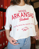 Arkansas Razorbacks Shot Off White Cropped Tee - shoplivylu