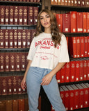 Arkansas Razorbacks Shot Off White Cropped Tee - shoplivylu