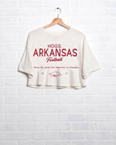 Arkansas Razorbacks Shot Off White Cropped Tee - shoplivylu