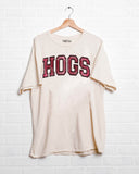 Arkansas Razorbacks Tartan Off White Thrifted Tee - shoplivylu