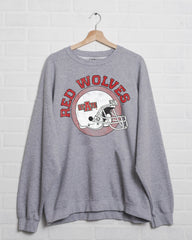 Arkansas State Red Wolves Helmet Circle Gray Thrifted Sweatshirt - shoplivylu
