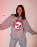 Arkansas State Red Wolves Helmet Circle Gray Thrifted Sweatshirt - shoplivylu