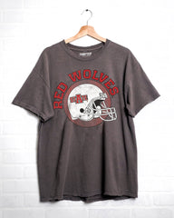 Arkansas State Red Wolves Helmet Circle Off Black Thrifted Tee - shoplivylu