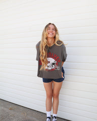 Arkansas State Red Wolves Helmet Circle Off Black Thrifted Tee - shoplivylu