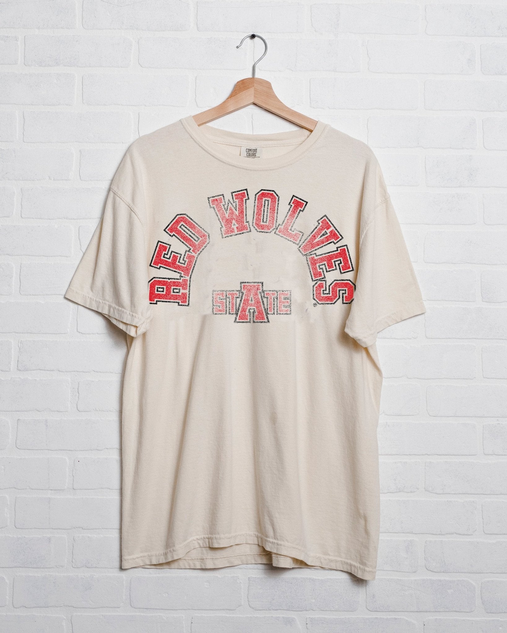 Arkansas State Red Wolves Mega Arch Ivory Tee - shoplivylu