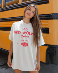 Arkansas State Red Wolves Shot Off Off White Thrifted Tee - shoplivylu