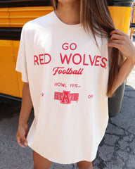 Arkansas State Red Wolves Shot Off Off White Thrifted Tee - shoplivylu