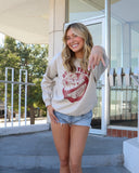 Beat Texas Horn Busters (Crimson Ink) Sand Thrifted Sweatshirt - shoplivylu