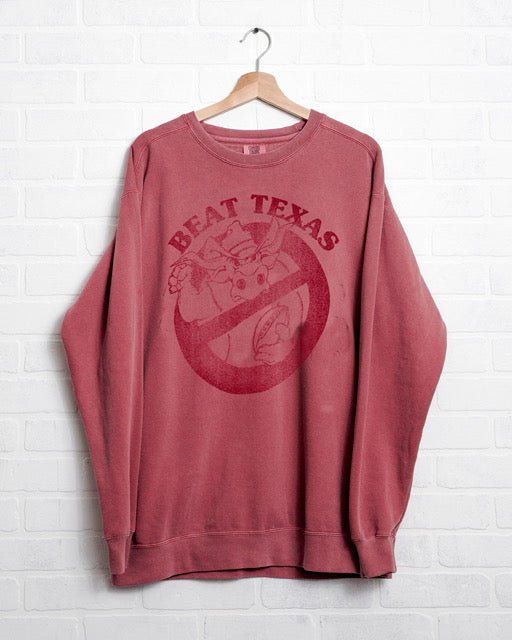 Beat Texas Horn Busters Crimson Sweatshirt - shoplivylu