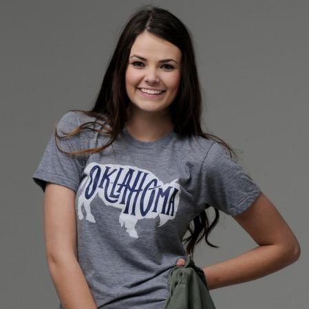 Bison Oklahoma Gray Crew Tee - shoplivylu