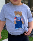 Children's All American Bear Gray Tee - shoplivylu