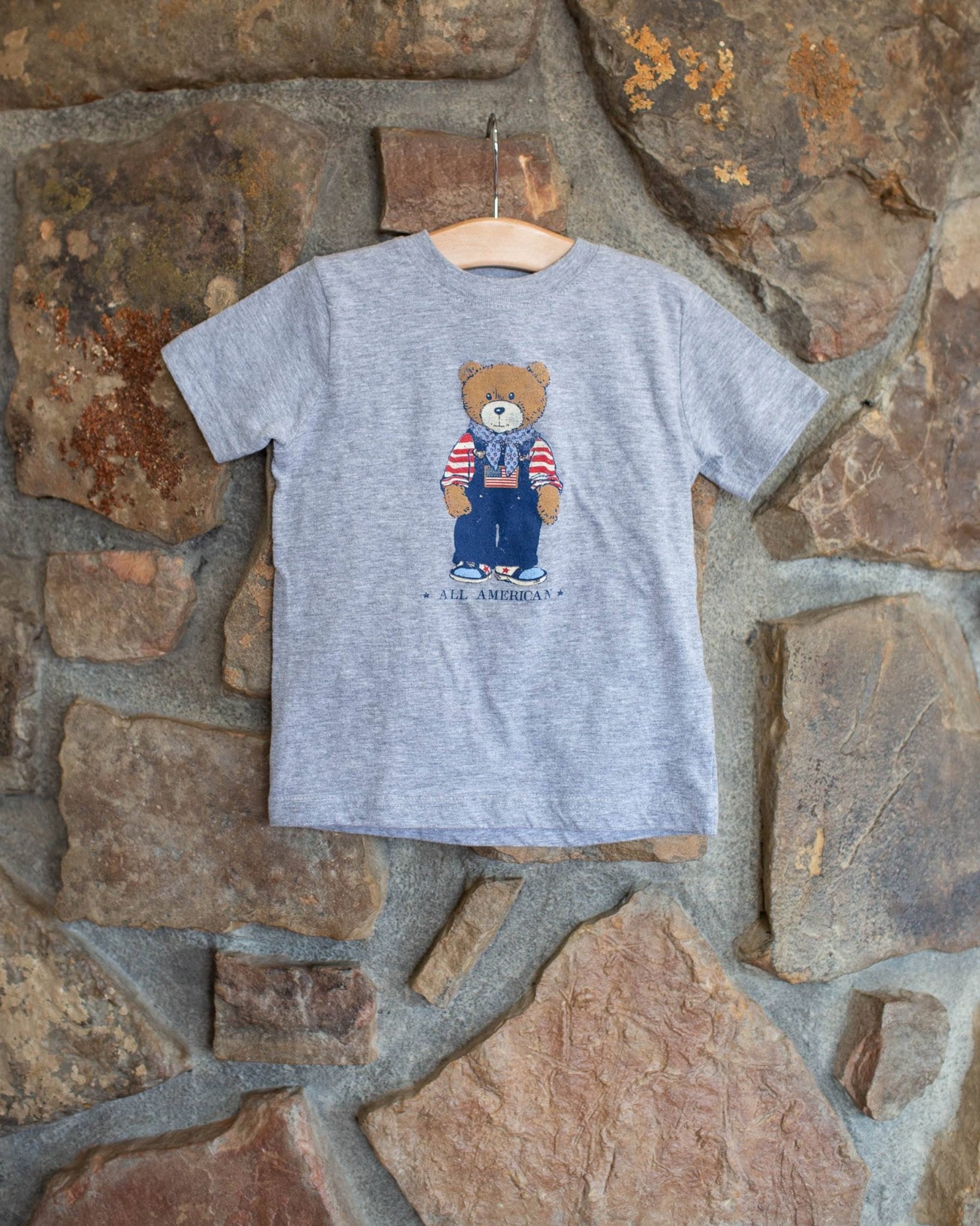 Children's All American Bear Gray Tee - shoplivylu