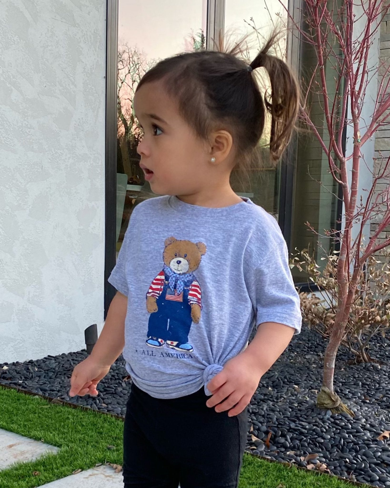 Children's All American Bear Gray Tee - shoplivylu