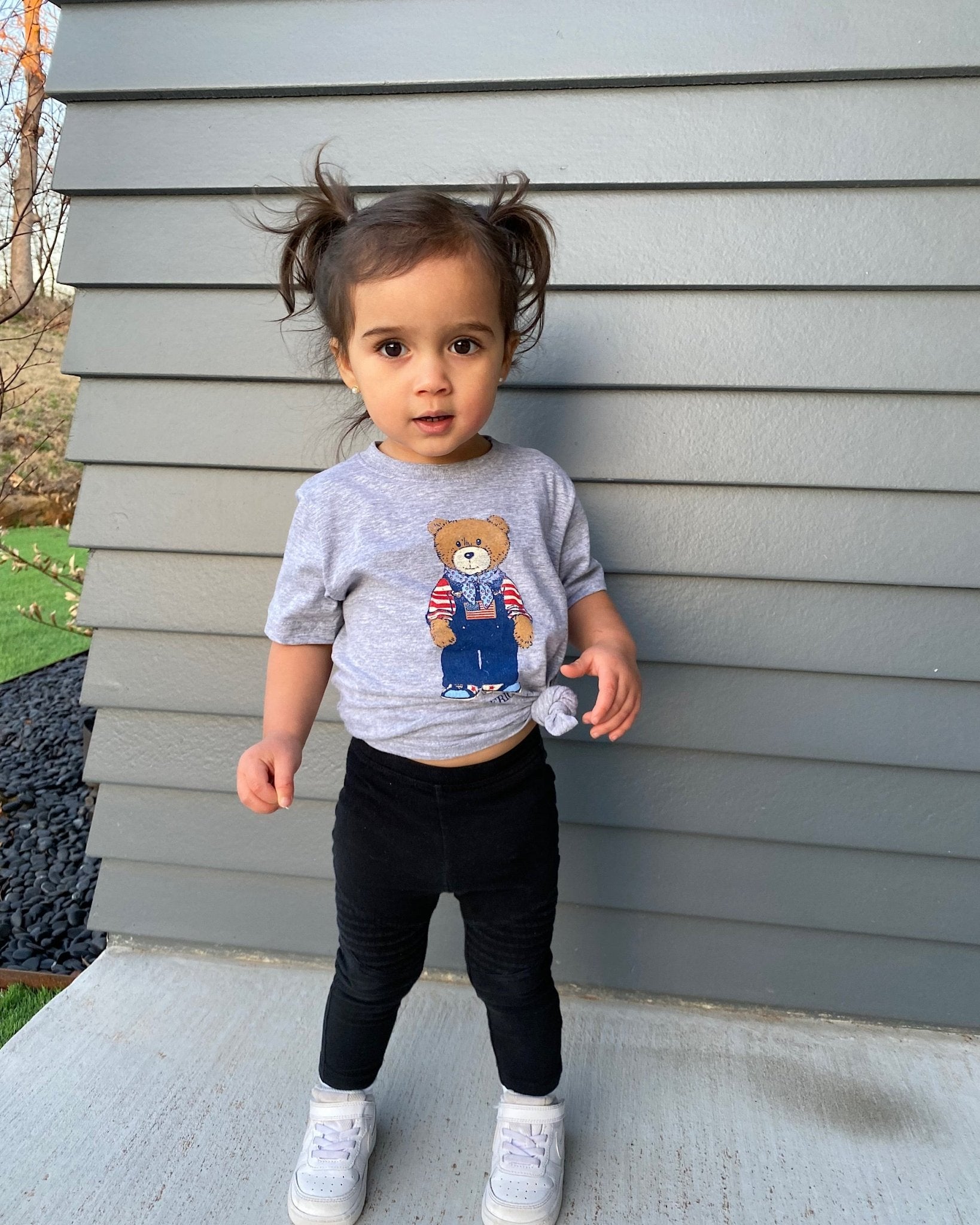 Children's All American Bear Gray Tee - shoplivylu