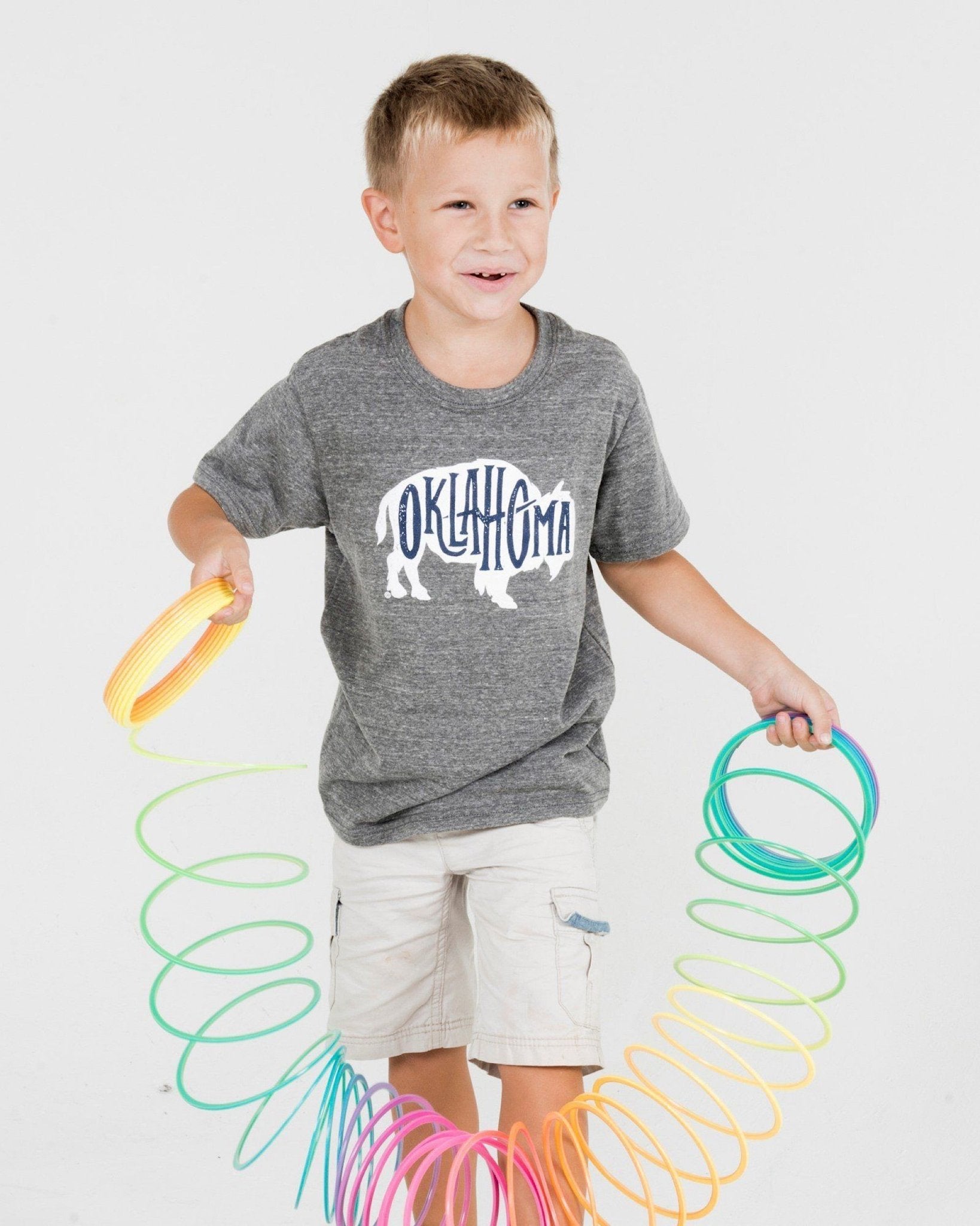 Children's Bison Oklahoma Gray Tee - shoplivylu