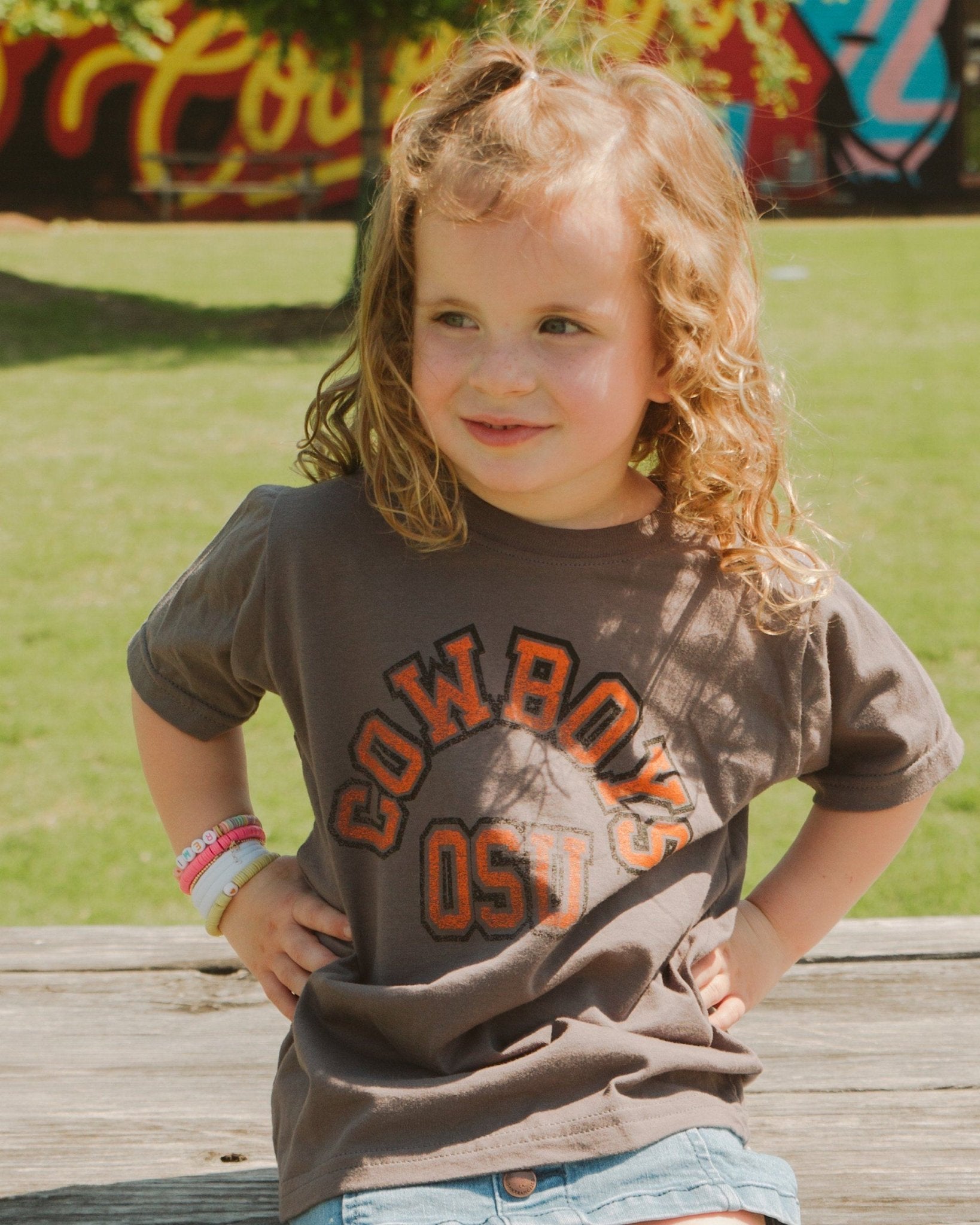 Children's OSU Mega Arch Charcoal Tee - shoplivylu