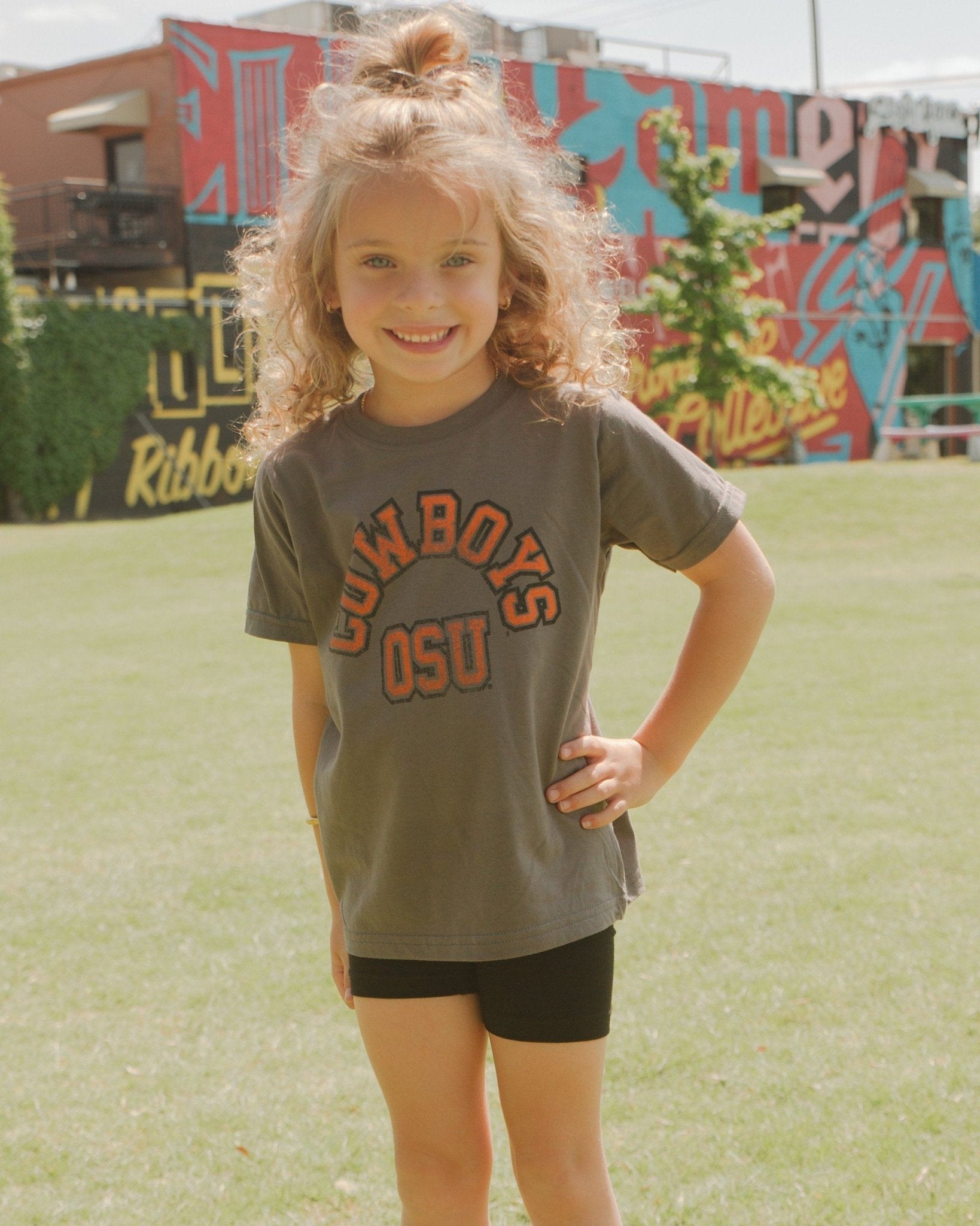 Children's OSU Mega Arch Charcoal Tee - shoplivylu