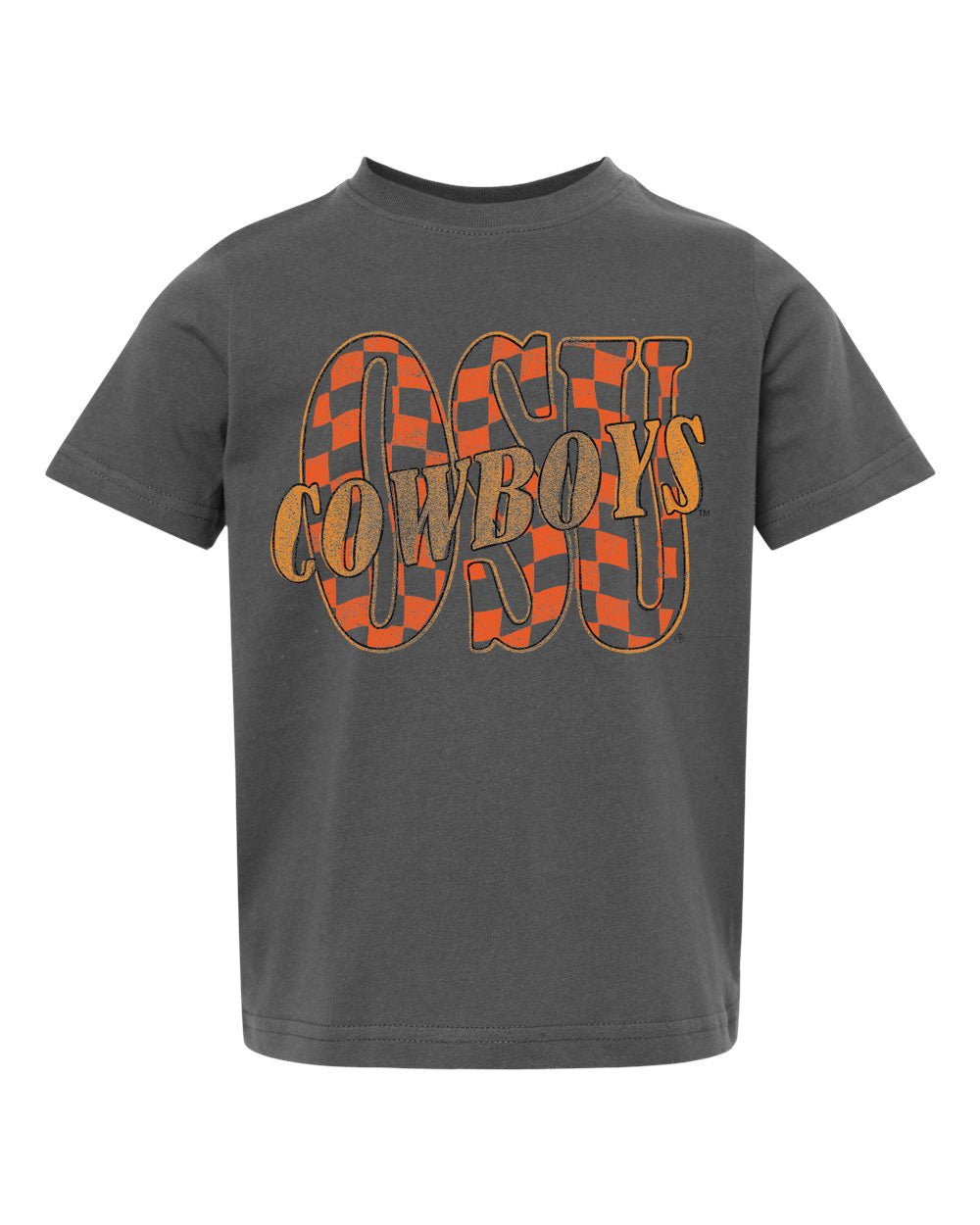 Children's OSU Twisted Check Charcoal Tee - shoplivylu