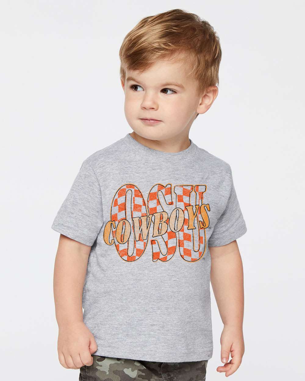 Children's OSU Twisted Check Heather Gray Tee - shoplivylu