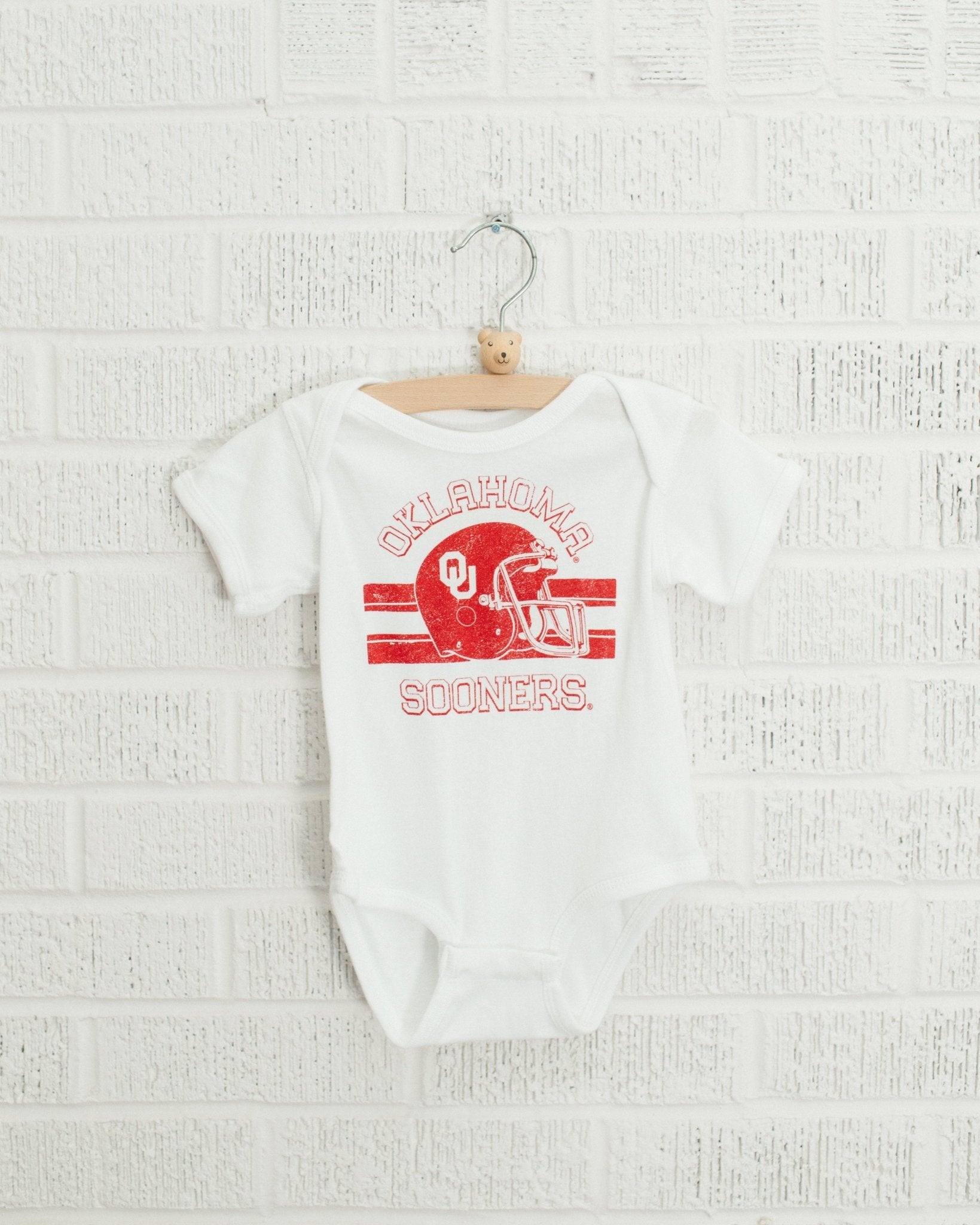 Children's OU Champion Helmet White Onesie - shoplivylu