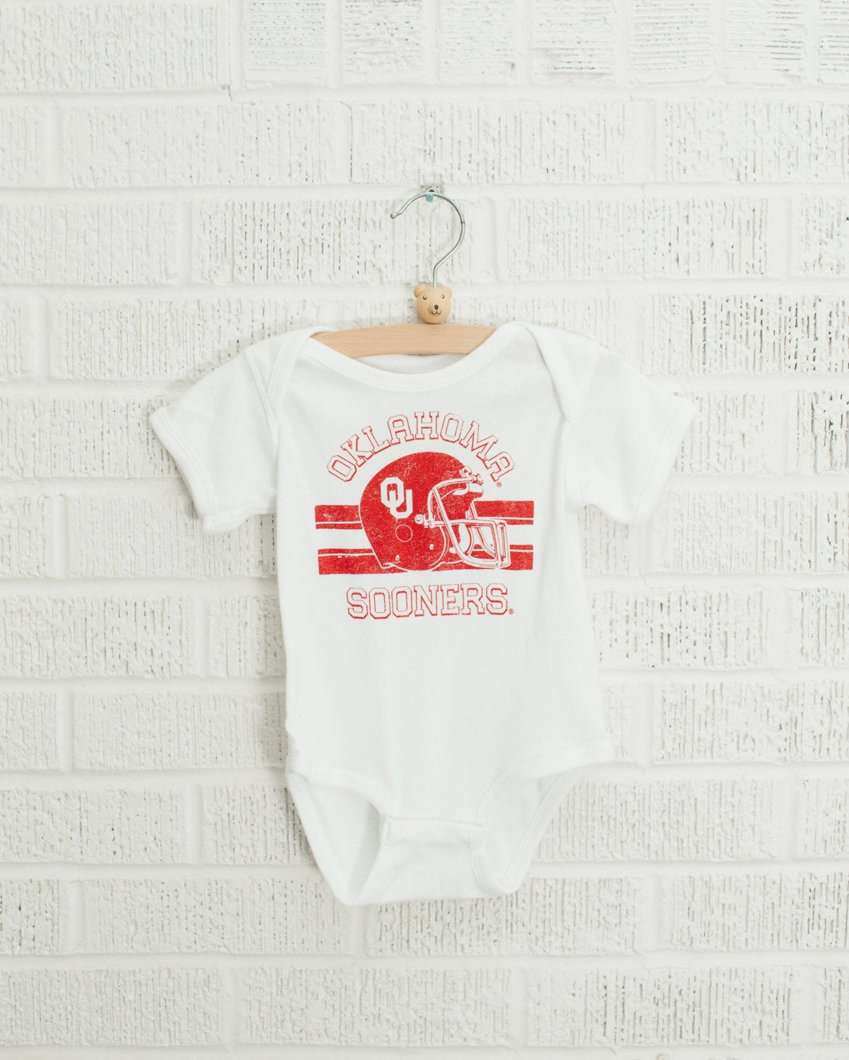 Children's OU Champion Helmet White Onesie - shoplivylu