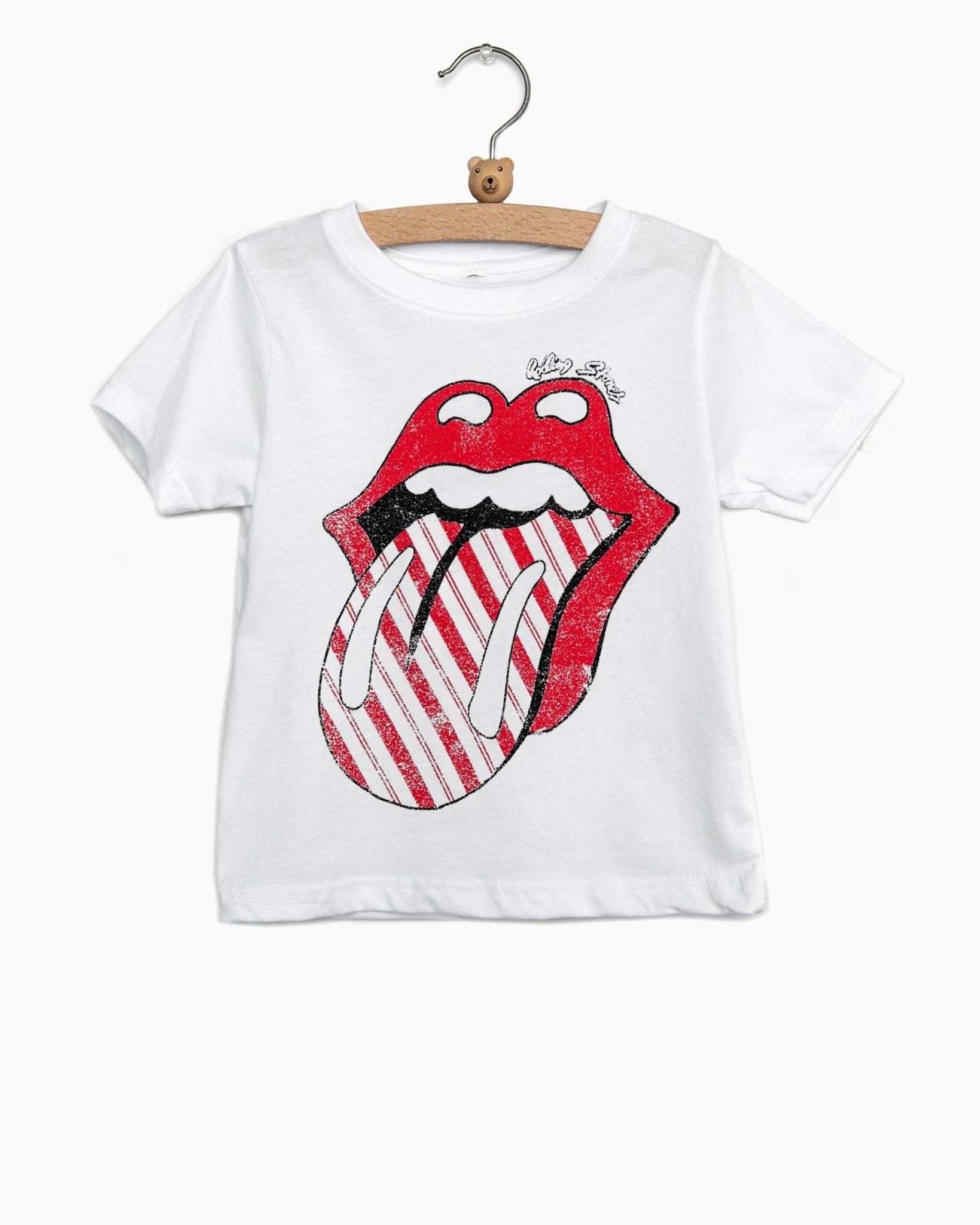 Children's Rolling Stones Candy Cane Lick White Tee - shoplivylu