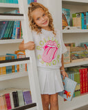 Children's Rolling Stones Neon Puff Classic Lick White Tee - shoplivylu