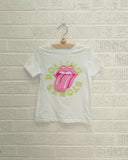 Children's Rolling Stones Neon Puff Classic Lick White Tee - shoplivylu