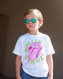 Children's Rolling Stones Neon Puff Classic Lick White Tee - shoplivylu