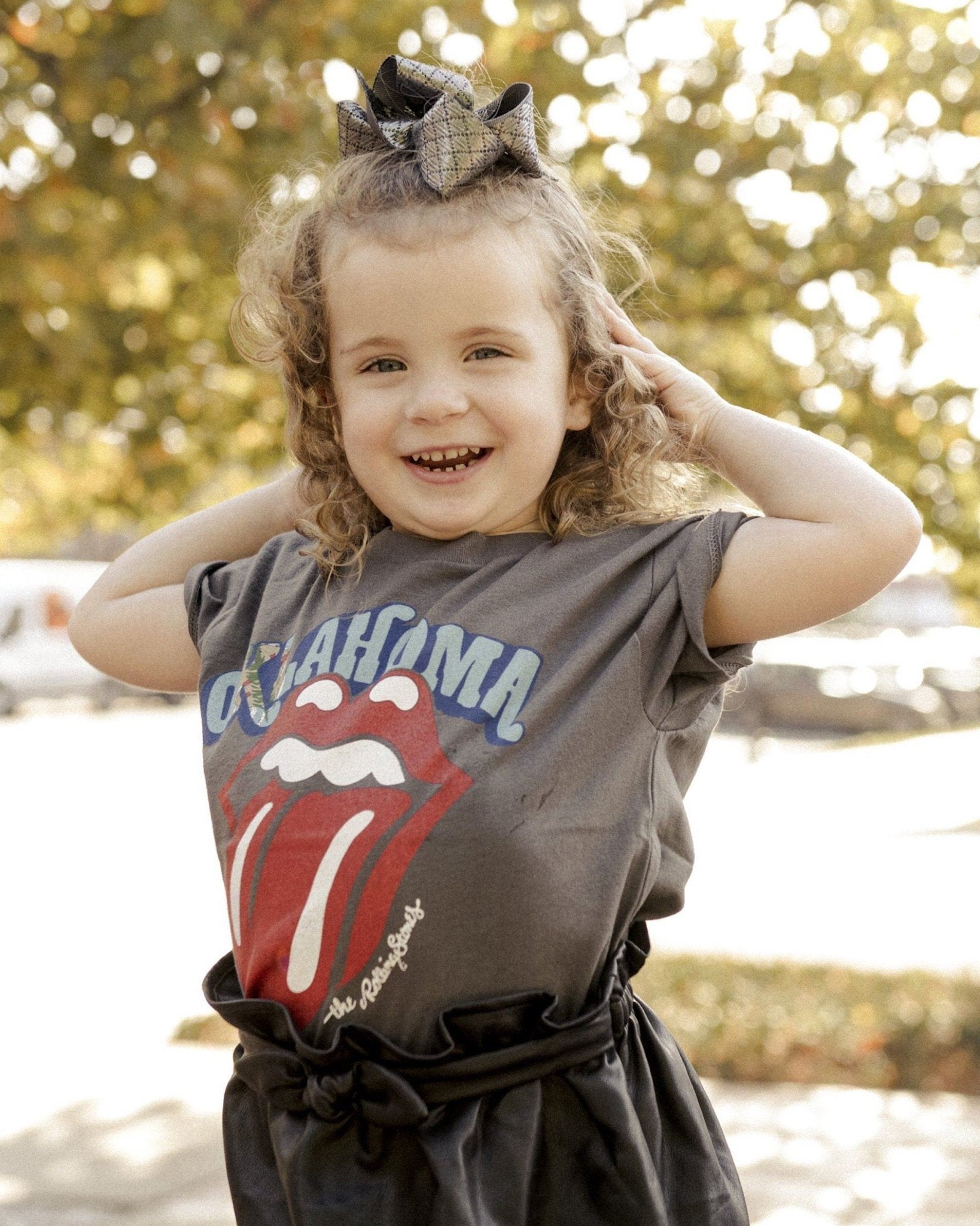 Children's Rolling Stones Oklahoma Rocker Flag Off Black Tee - shoplivylu