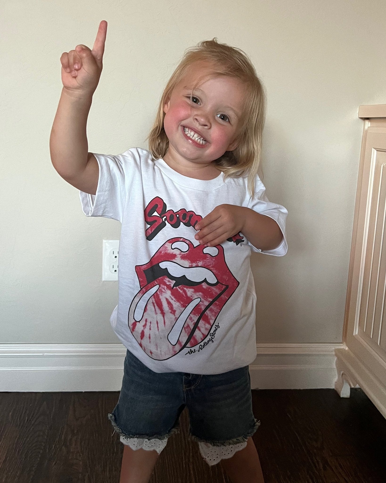 Children's Rolling Stones Sooners Tie Dye Lick White Tee - shoplivylu