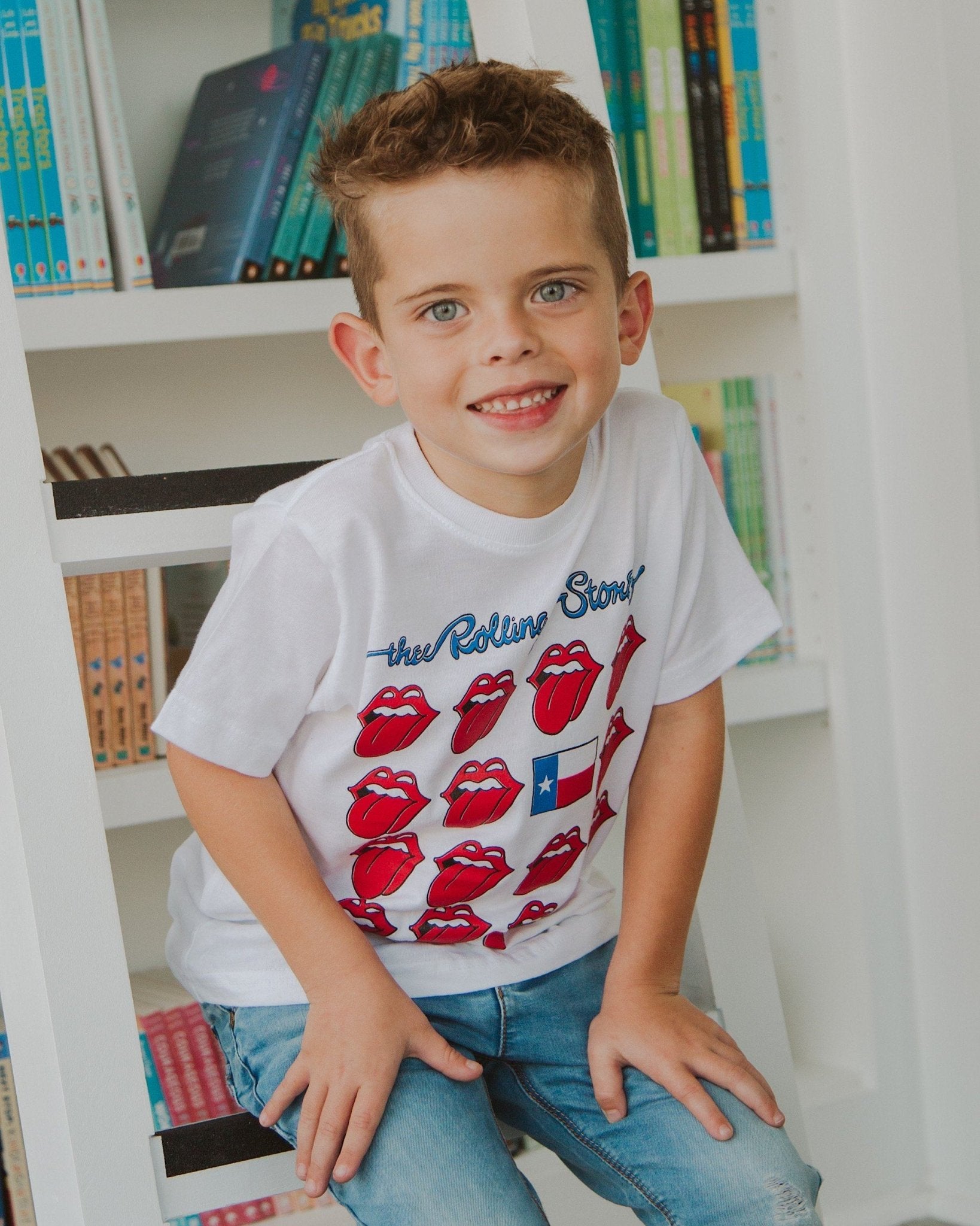 Children's Rolling Stones Texas Flag Multi Lick White Tee - shoplivylu