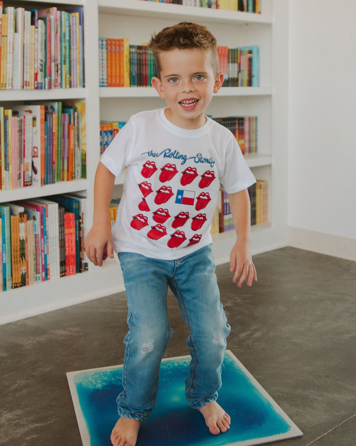 Children's Rolling Stones Texas Flag Multi Lick White Tee - shoplivylu