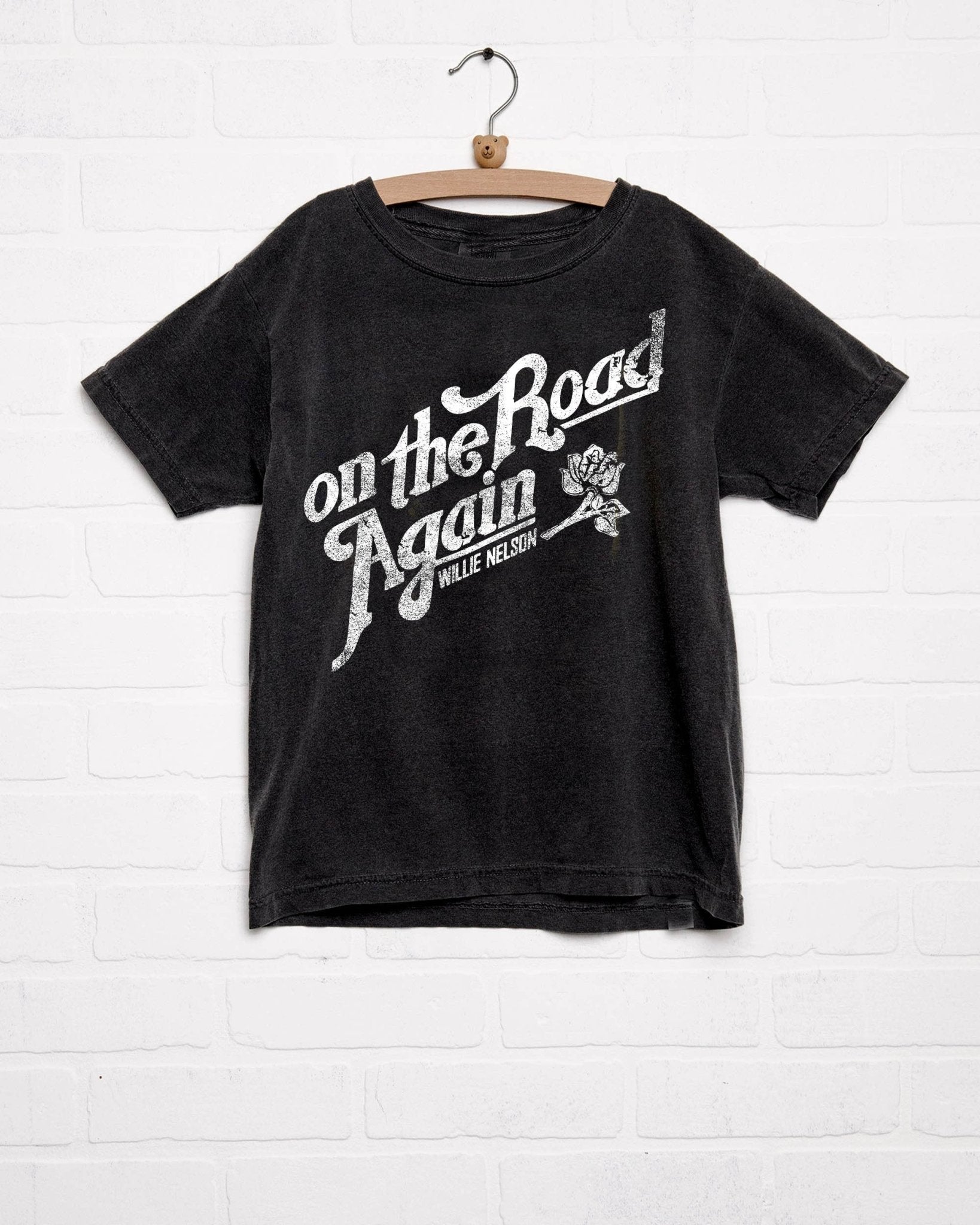 Children's Willie Nelson On The Road Again Black Tee - shoplivylu