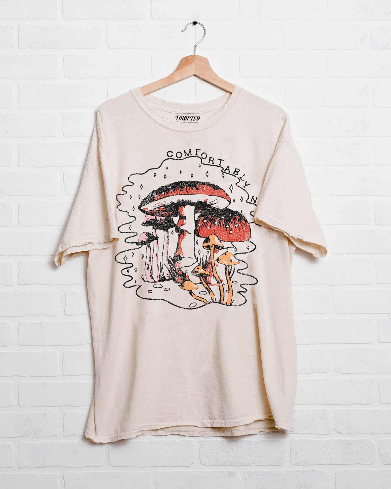 Comfortably Numb Off White Thrifted Tee - shoplivylu