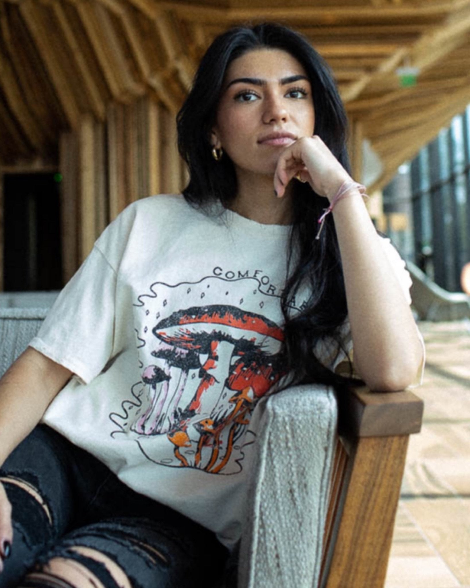 Comfortably Numb Off White Thrifted Tee - shoplivylu