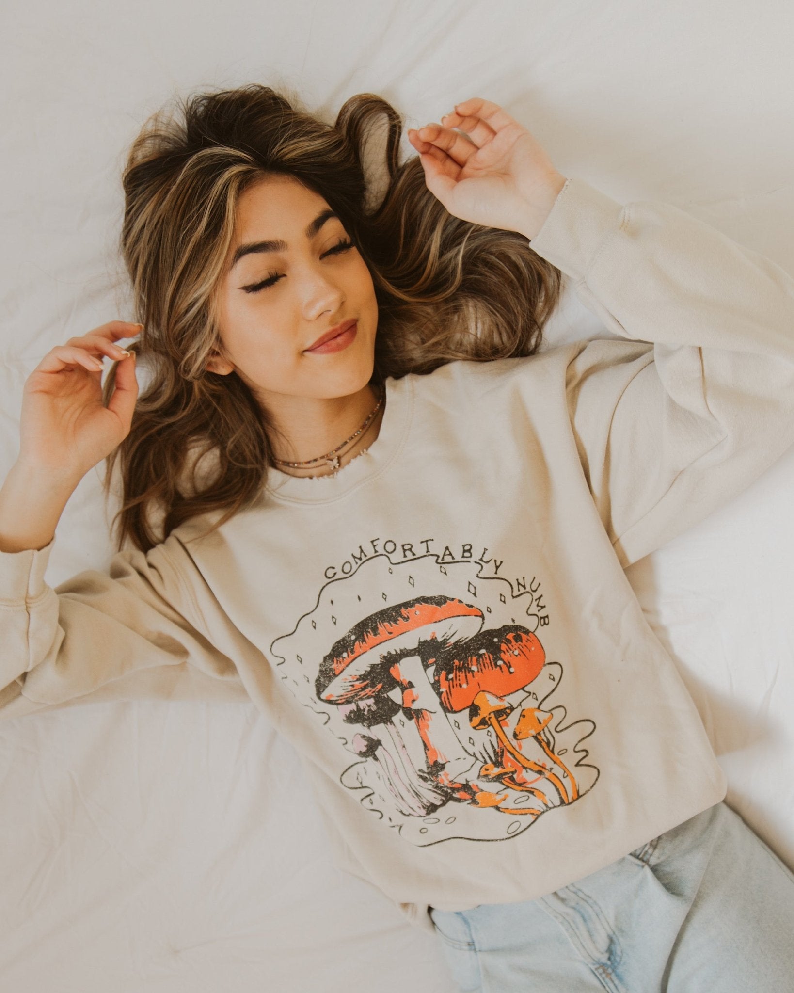 Comfortably Numb Sand Thrifted Sweatshirt - shoplivylu