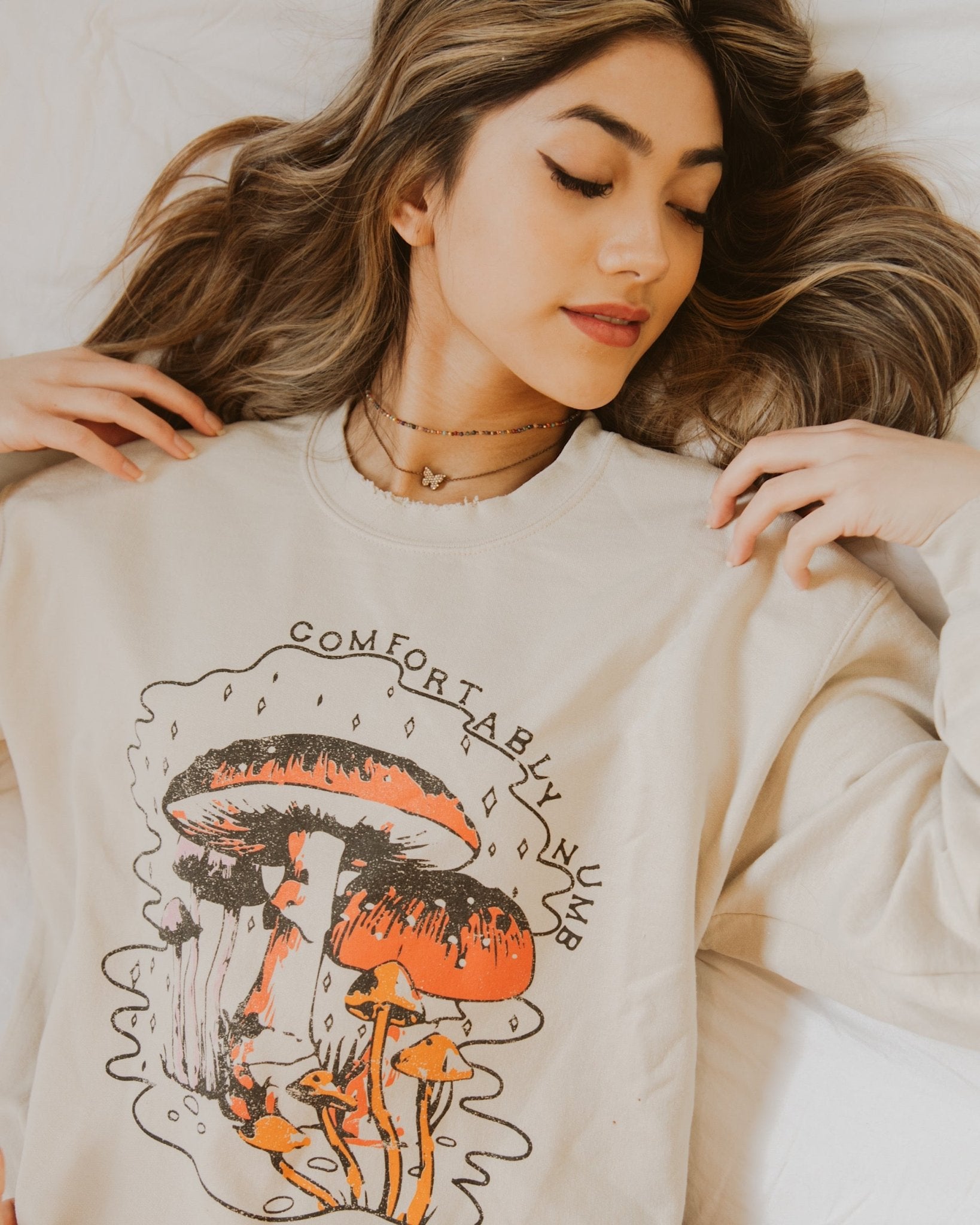 Comfortably Numb Sand Thrifted Sweatshirt - shoplivylu