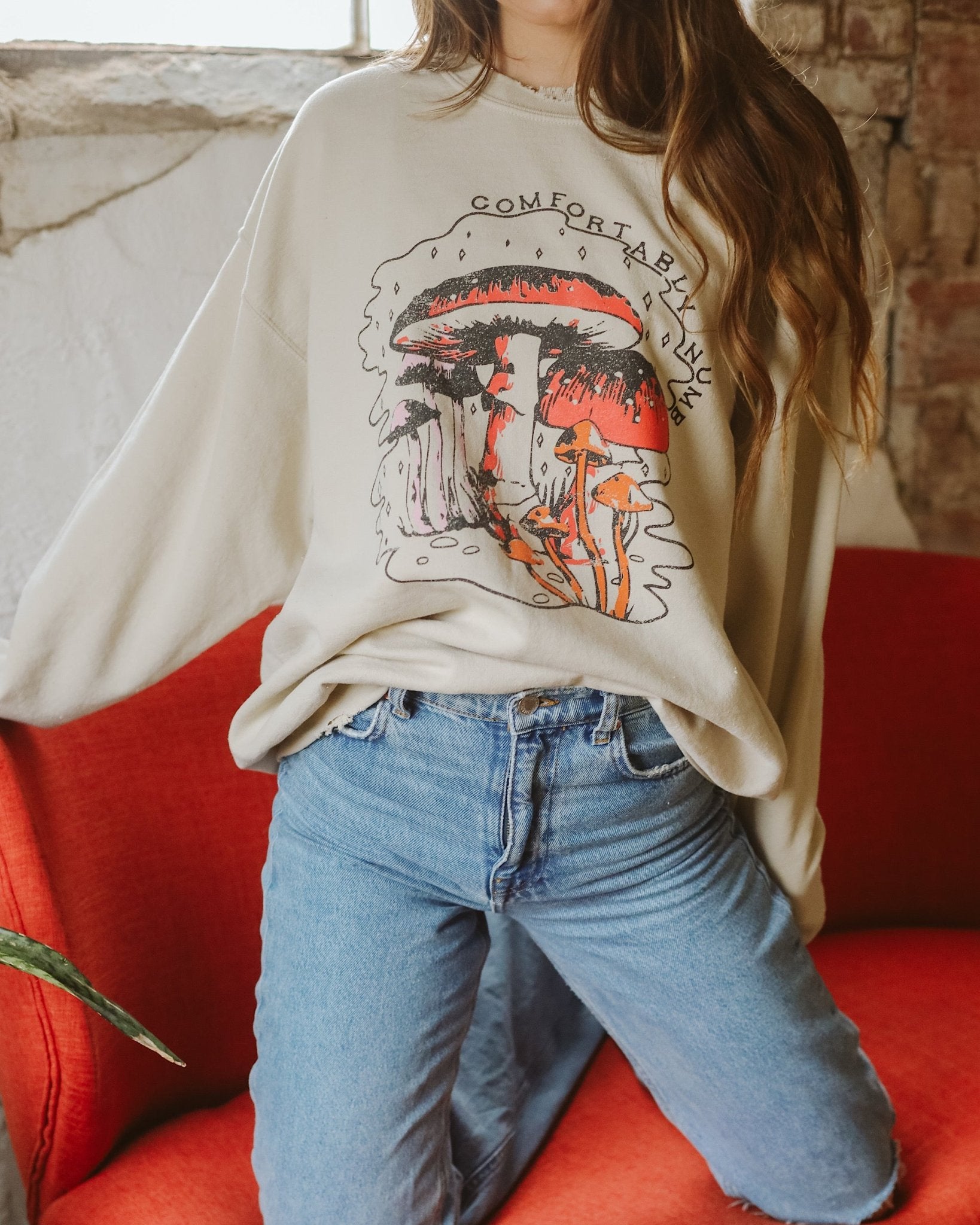 Comfortably Numb Sand Thrifted Sweatshirt - shoplivylu