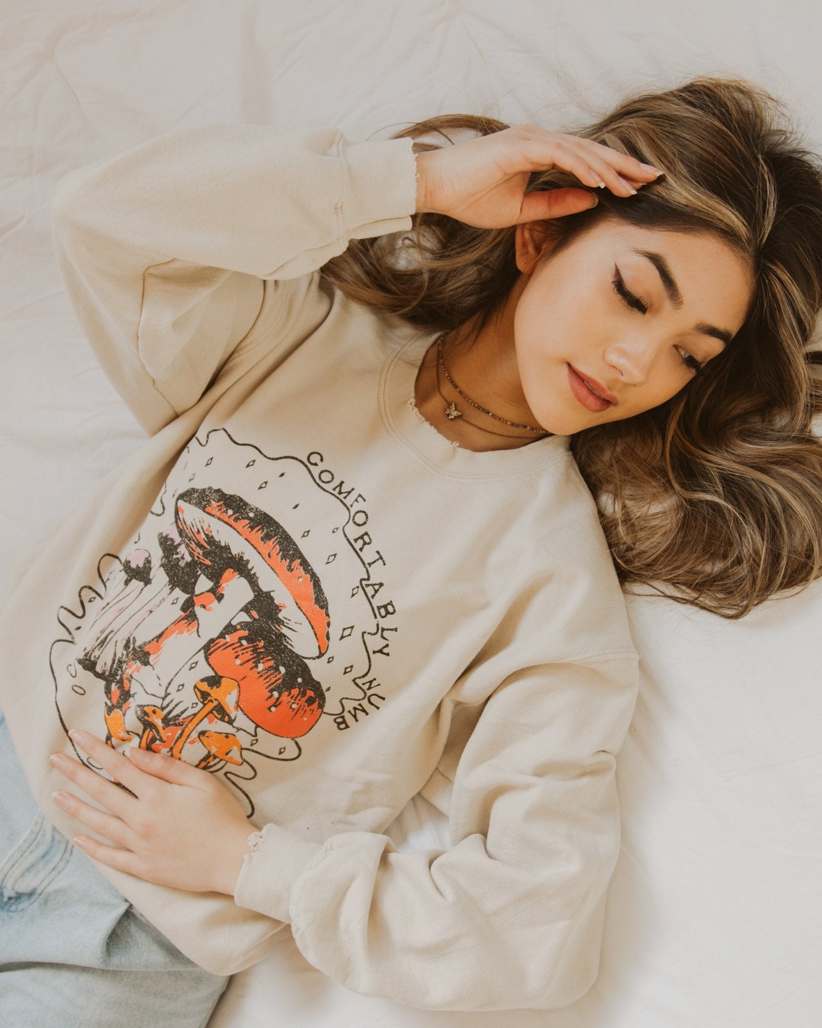 Comfortably Numb Sand Thrifted Sweatshirt - shoplivylu