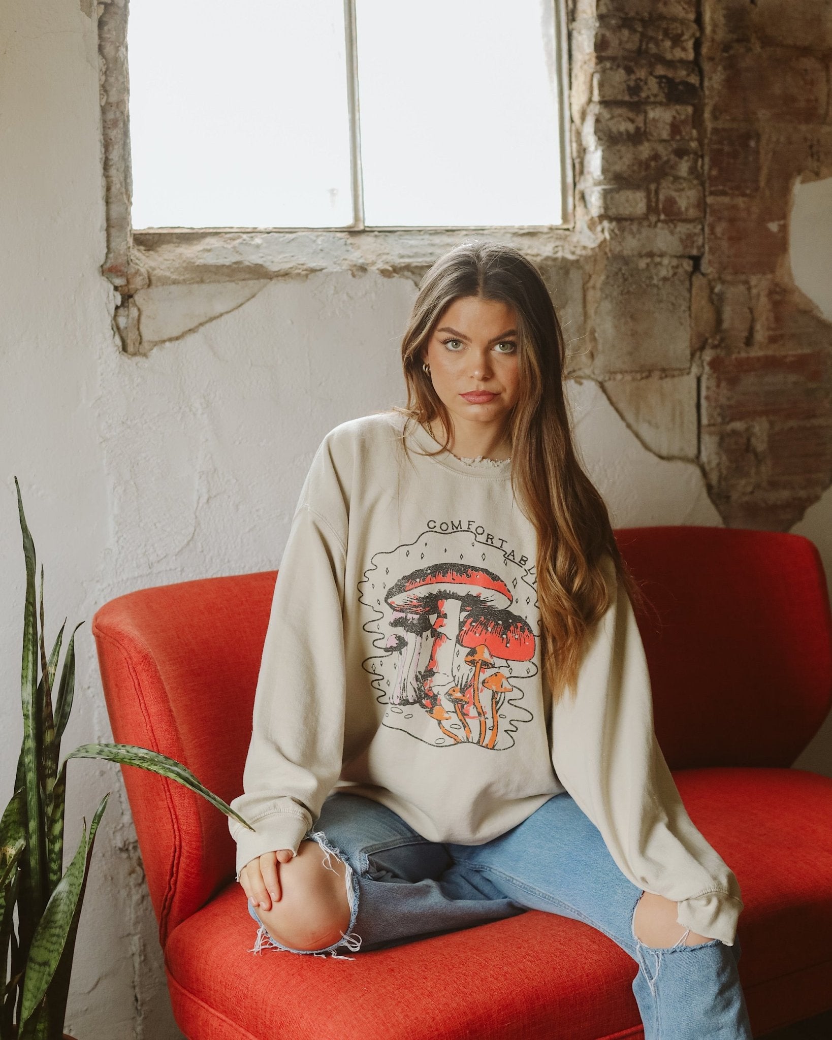 Comfortably Numb Sand Thrifted Sweatshirt - shoplivylu