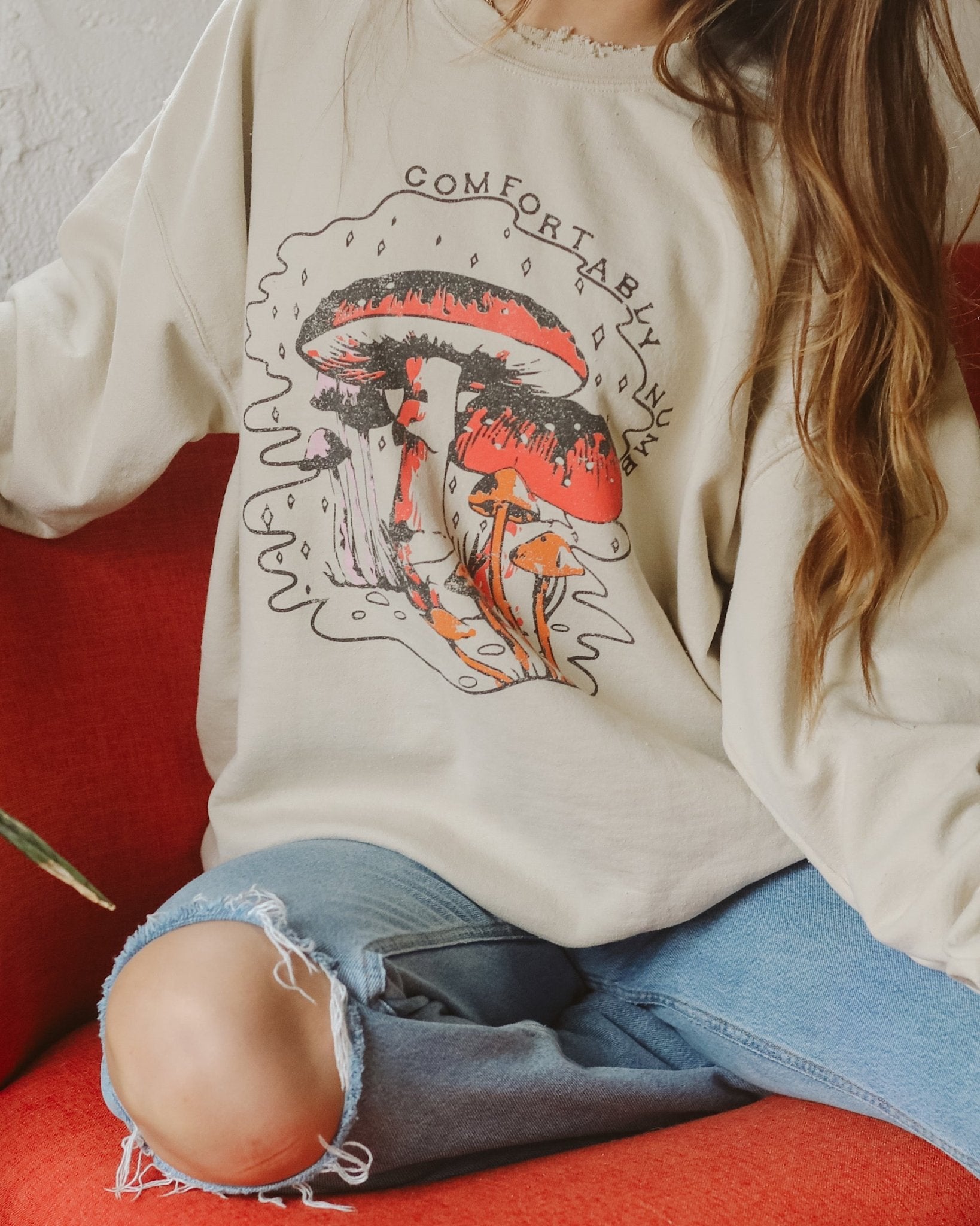 Comfortably Numb Sand Thrifted Sweatshirt - shoplivylu