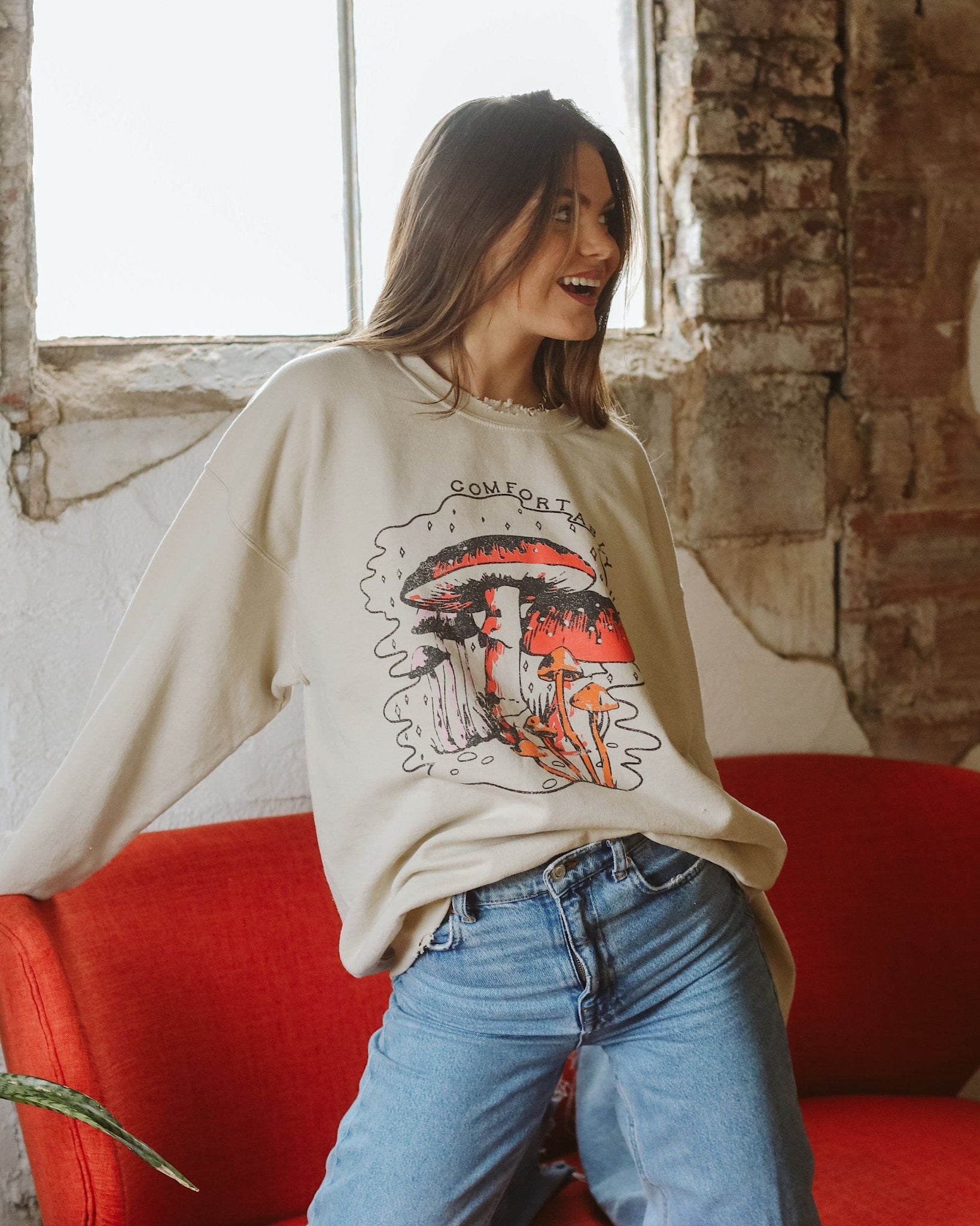 Comfortably Numb Sand Thrifted Sweatshirt - shoplivylu