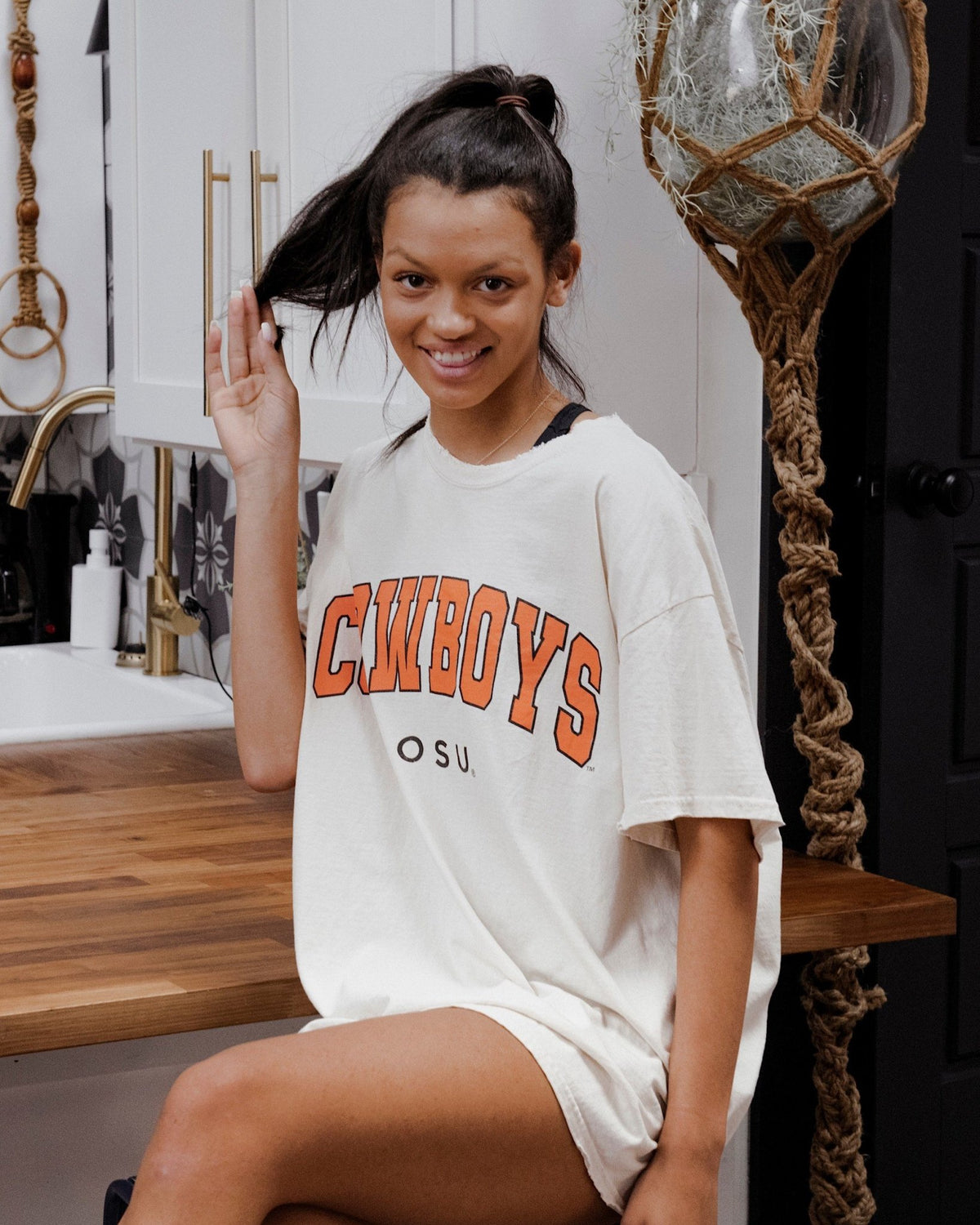 Cowboys Filled Gault Off White Thrifted Tee - shoplivylu