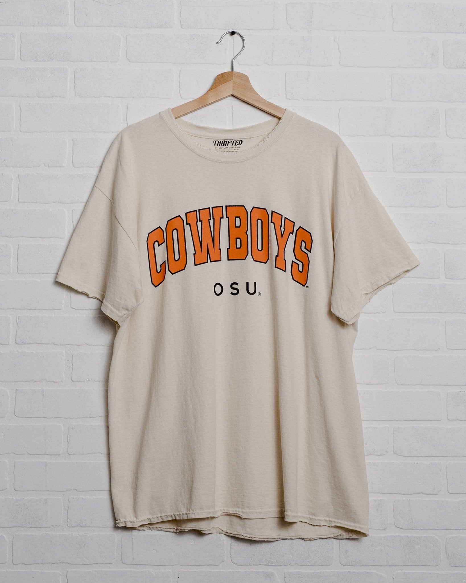 Cowboys Filled Gault Off White Thrifted Tee - shoplivylu
