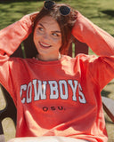 Cowboys Filled Gault Orange Corded Crew Sweatshirt - shoplivylu
