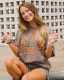 Cowboys Mega Arch Charcoal Thrifted Tee - shoplivylu